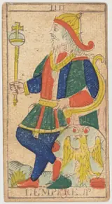 Lá IIII L'Empereur của Nicolas Conver (Marseille), bản in 1809–1833, khuôn khắc năm 1760
