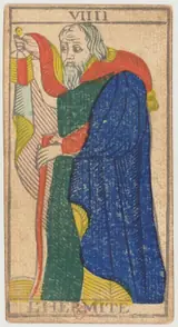 Lá VIIII L'Hermite của Nicolas Conver (Marseille), bản in 1809–1833, khuôn khắc năm 1760