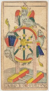 Lá X La Roue de Fortune của Nicolas Conver (Marseille), bản in 1809–1833, khuôn khắc năm 1760