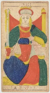 Lá VIII La Justice của Nicolas Conver (Marseille), bản in 1809–1833, khuôn khắc năm 1760