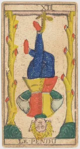 Lá XII Le Pendu của Nicolas Conver (Marseille), bản in 1809–1833, khuôn khắc năm 1760