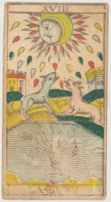 Lá XVIII La Lune của Nicolas Conver (Marseille), bản in 1809–1833, khuôn khắc năm 1760